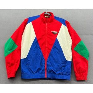Forever 21 Pony Color Block Track Jacket Sz S Red Blue White Green Full Zip 80s